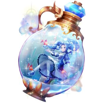 1girl artist_request black_boots blue_ribbon boots bottle child clownfish collared_dress curtained_hair dress eyelashes fish frilled_dress frills full_body game_cg hair_ribbon in_bottle in_container layered_dress layered_sleeves long_sleeves melty_q_melromarc neck_ribbon official_art pantyhose purple_dress purple_eyes purple_hair purple_ribbon ribbon short_over_long_sleeves short_sleeves simple_background solo sparkle starfish tate_no_yuusha_no_nariagari tate_no_yuusha_no_nariagari_rerise transparent_background treasure_chest twintails two-tone_dress underwater white_dress white_pantyhose