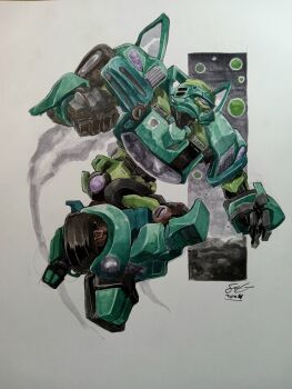 1boy highres humanoid_robot insignia machine mecha purple_eyes robot science_fiction shay_gall transformers transformers_animated wasp_(transformers) wheel