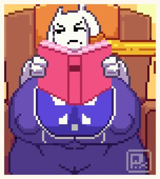1boy 1girl adoptive_parent_and_adoptive_child animal_ears animated animated_gif book bottomless breasts colored_skin erection frisk_(undertale) furry furry_female furry_with_furry highres holding holding_book horns huge_breasts huge_testicles imminent_penetration large_penis looking_at_viewer nervous parent_and_child partially_undressed penis pixel_art pixzapix sitting testicles toriel undertale utdr_(toby_fox) yellow_skin