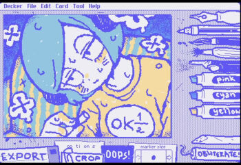 1boy animal_ears art_program_in_frame blue_hair cigarette couch facial_mark fake_animal_ears half-closed_eyes hand_up head_tilt highres holding holding_cigarette joint_(drug) male_focus neko_oven on_couch randal's_friends shirt short_hair sitting solo stoned sweat upper_body whisker_markings wigglypaint_(medium) yellow_shirt