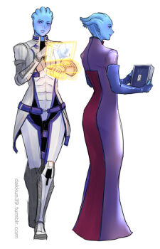 alien asari commander_shepard commander_shepard_(male) dakkun39 dogtags dress liara_t&#039;soni mass_effect_(series) official_alternate_costume tumblr tumblr_username white_background