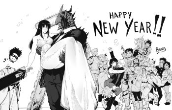 animal_ears artist_name ayase_momo berserk black_hair blonde_hair boku_no_hero_academia breasts chainsaw chainsaw_devil chainsaw_man colored_skin cross_scar dandadan denji_(chainsaw_man) dungeon_meshi facing_to_the_side fourth_east_high_school_uniform frieren furry furry_female green_skin greyscale guts_(berserk) hair_between_eyes hairband happy_new_year hetero highres huge_breasts husband_and_wife intestine_clothing intestines ippan_josei juno_(overwatch) laios_touden large_breasts long_hair marcille_donato medium_hair midoriya_izuku mitaka_asa monochrome multicolored_skin multiple_girls new_year open_mouth overwatch ringed_eyes scar school_uniform shirt short_hair signature simple_background snout sousou_no_frieren takakura_ken_(dandadan) tall_female teeth twitter_username two-tone_skin venture_(overwatch) victor_balgitt victorbalgitt yoru_(chainsaw_man) yuri