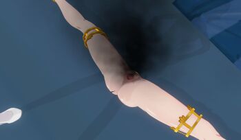 3d ass beach beaten defeated_villainess from_above green_eyes helpless long_hair original public_indecency ryona