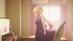 1boy 2girls 3d animated anime_screenshot baseball_cap bed bedroom blue_shorts blue_sky blush bouncing_breasts breasts chair cleavage closed_eyes cloud coffee_mug cup curtains denim denim_shorts dragon dragon_girl dragon_horns embarrassed exercising face_to_breasts gradient_hair grass hat hetero highres hood hooded_jacket horns huge_breasts indoors jacket jogging jump_rope jumping kobayashi-san_chi_no_maidragon large_breasts lucoa_(maidragon) magatsuchi_shouta maid mug multicolored_hair multiple_girls navel outdoors pink_sports_bra purple_hair shorts shota sit-up sky sleep_mask smile sound sports_bra squatting stomach tagme tank_top thighhighs tohru_(maidragon) tree video