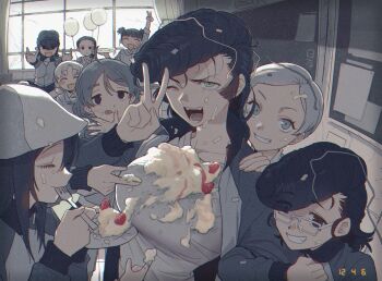 6+girls aki_(girls_und_panzer) ari_(girls_und_panzer) birthday birthday_cake black_eyes black_hair blue_eyes breasts brown_hair cake character_request commentary commentary_request dated eating fake_photograph food girls_und_panzer glasses green_eyes hat indoors katsuoboshi keizoku_military_uniform large_breasts long_hair mika_(girls_und_panzer) mikko_(girls_und_panzer) multiple_girls partial_commentary pompadour reino_(girls_und_panzer) short_hair short_twintails tami_(girls_und_panzer) twintails white_hair yuri&#039;s_gunner_(girls_und_panzer) yuri&#039;s_loader_(girls_und_panzer) yuri_(girls_und_panzer)
