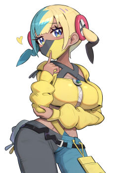 1girl breasts canari_(pokemon) gonzarez highres large_breasts nintendo pokemon pokemon_legends:_z-a simple_background solo white_background