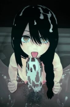 1boy 1girl 3d age_difference animated black_hair braid braided_ponytail breasts bukkake chainsaw_man completely_nude cum cum_on_body cum_on_breasts cum_on_hair cum_on_upper_body dark-skinned_male dark_skin expressionless facial from_above handsfree_paizuri hetero interracial koikatsu_(medium) loli long_hair looking_at_viewer looking_up looping_animation naizuri nayuta_(chainsaw_man) nipples nude open_mouth paizuri penis pepperbox pov pov_crotch ringed_eyes size_difference small_breasts solo_focus tagme tongue tongue_out upper_body very_dark_skin video yellow_eyes