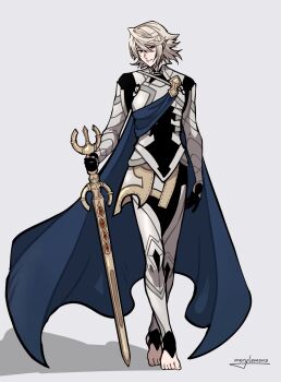 1boy cape fire_emblem fire_emblem_fates hair_between_eyes highres long_hair looking_at_viewer male_corrin_(fire_emblem) male_focus merylemons nintendo pointy_ears red_eyes white_hair yato_(fire_emblem)