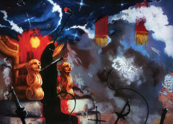 1other 6+boys absurdres album-aurum black_robe character_request cloud commentary demon_tail emporio_ivankov english_commentary ethan-baron_v._nusjuro gear_fifth gorosei hagoromo highres holding holding_sword holding_weapon imu_(one_piece) jaygarcia_saturn lindbergh_(one_piece) marcus_mars monkey_d._luffy multiple_boys ocean one_piece red_eyes ringed_eyes robe shawl shepherd_ju_peter ship shirt short_hair shorts silhouette sword tail tall_crown throne topman_warcury very_long_robe watercraft weapon white_hair white_shirt white_shorts