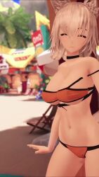 1girl 3d animated audible_music blue_eyes bouncing_breasts breasts cleavage crazymango dancing highres large_breasts light_brown_hair short_hair solo sound tagme thick_thighs thighs video vrchat