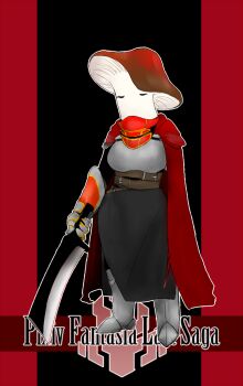 armor belt boots cape commentary_request copyright_name facing_viewer gauntlets highres holding holding_weapon mushroom_boy pixiv_fantasia pixiv_fantasia_last_saga raiserius_(pixiv_fantasia_last_saga) weapon