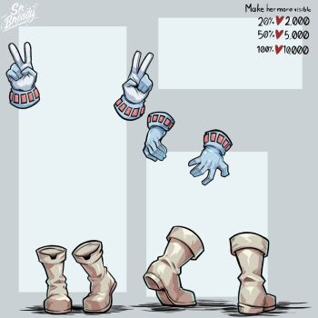 1girl artist_name ass blue_gloves boku_no_hero_academia boots brown_boots double_v gloves hagakure_toru highres implied_invisibility invisible signature simple_background solo spread_ass spreading_own_ass srbready v