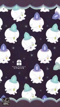 alternate_color candle closed_mouth fire full_body gen_5_pokemon green_eyes highres litwick looking_at_viewer meme_(sleepsheep) nintendo no_humans pokemon pokemon_(creature) pokemon_focus purple_fire shiny_pokemon smile star_(symbol) tongue tongue_out yellow_eyes