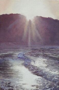 Rule 34 | beach, commentary request, day, highres, mountain, naohiro ito, nature, ocean, original, photorealistic, realistic, scenery, shadow, shore, sun, sunlight, water, waves