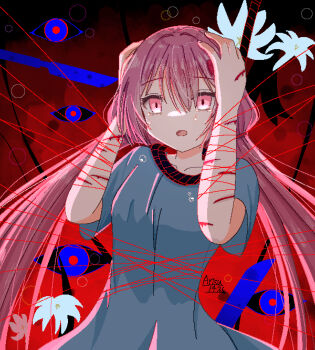 Rule 34 | 1girl, arisuuuuu.1436, eye focus, hanged, highres, horror (theme), ibispaint (medium), knife, low twintails, marenol, pixel art, tearing up, twintails, wrist cutting