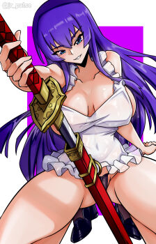 1girl absurdres apron breasts busujima_saeko highres highschool_of_the_dead jrpulse large_breasts long_hair
