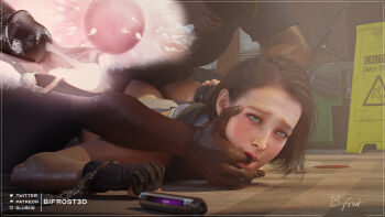 1boy 1girl artist_name ass bifrost3d blonde_hair butt_crack capcom captured cuffs cum cum_in_pussy dark-skinned_male dark_skin ejaculation fertilization finger_in_another's_mouth fingerless_gloves gloves handcuffs hetero highres impregnation internal_cumshot jill_valentine ovum penis police police_uniform policeman rape resident_evil resident_evil_3:_nemesis rolling_eyes sex sex_from_behind short_hair signature sperm_cell unwanted_impregnation uterus vaginal