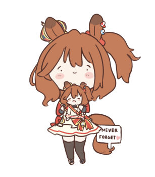 1girl absurdres animal_ears aston_machan_(flare)_(umamusume) aston_machan_(umamusume) black_bow blush blush_stickers bow bowtie brown_hair character_doll chibi chibi_only closed_mouth commentary crown doll english_commentary hair_between_eyes hair_ornament hair_scrunchie heart highres holding holding_doll horse_ears horse_girl horse_tail long_sleeves looking_at_viewer medium_hair mini_crown one_side_up red_sash red_scrunchie red_sleeves sash scrunchie shirt shoulder_sash sign simple_background skirt smile solid_circle_eyes solo tail thighhighs tilted_headwear ukichan22905846 umamusume white_background white_shirt white_skirt white_thighhighs