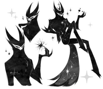 1boy absurdres black_sclera byeolsirius colored_sclera completely_nude crown demon_boy furry furry_male gold_crown hellaverse helluva_boss highres nude owl_boy paimon_(helluva_boss) red_eyes solo