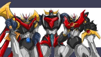 arm_slave_(mecha) grendizer holding holding_sword holding_weapon horns looking_at_viewer mazin_emperor_g mazinemperor_g mazinger_(series) mazinkaiser mazinkaiser_(robot) mecha mecha_focus monmon_(monban) no_humans pilder robot science_fiction super_robot super_robot_wars super_robot_wars_v super_robot_wars_x sword ufo_robo_grendizer weapon yellow_eyes