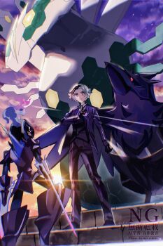 Rule 34 | 1boy, absurdres, alternate color, amethio (pokemon), black gloves, bright pupils, ceruledge, closed mouth, cloud, collared shirt, commentary request, copituji, corviknight, gen 6 pokemon, gen 8 pokemon, gloves, highres, holding, holding poke ball, jacket, legendary pokemon, male focus, nintendo, open clothes, open jacket, outdoors, pants, poke ball, poke ball (basic), pokemon, pokemon (anime), pokemon (creature), pokemon horizons, shiny pokemon, shirt, shoes, short hair, sky, symbol-shaped pupils, triangle-shaped pupils, twilight, watermark, zygarde, zygarde (50)