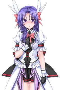 1girl black_gloves blush bow breasts game_cg gloves hair_ornament hair_ribbon higuchi_isami large_variant_set long_hair looking_at_viewer magical_girl mahou_shoujo_sae medium_breasts murakami_shizuru non-web_source official_art open_mouth purple_eyes purple_hair ribbon skirt solo transparent_background variant_set