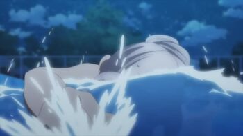 1girl air_bubble animated anime_screenshot arms_under_breasts ass bare_shoulders blowing_bubbles blue_eyes blue_one-piece_swimsuit blush breasts bubble cleavage closed_mouth collarbone cowboy_shot embarrassed eyes_visible_through_hair frown furrowed_brow hair_between_eyes highres large_breasts long_hair mouth_submerged mouth_under_water naruse_shiroha one-piece_swimsuit panties partially_submerged pool sidelocks solo sound split_mouth submerged summer_pockets swimming swimsuit tagme underwater underwear underwear_only very_long_hair video wading water wet white_hair white_panties