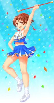 Rule 34 | 1girl, animated, animated gif, arika, brown eyes, brown hair, cheerleader, female focus, full body, miniskirt, nanase (arika), ponytail, ribbon, shoes, skirt, staff, street fighter, street fighter ex (series)