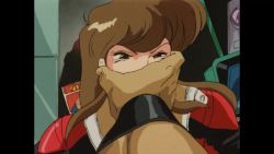 1boy 1girl animated anime_screenshot boomer brown_hair bubblegum_crisis highres punch sound tagme telephone_booth video