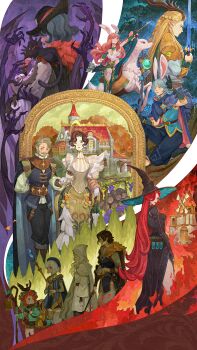 5boys 6+girls absurdres afk_(series) afk_journey aiming animal animal_ears animal_feet animal_on_head animal_on_shoulder antlers aqua_jacket aqua_shirt arm_behind_back armor arrow_(projectile) backpack bag barrel beard belt beret bird bird_on_head black_cape black_cat black_dress black_gloves black_hat black_pants black_shorts blonde_hair blue_cape blue_cloak blue_eyes blue_hair blue_hat blue_pants blue_tunic blunt_ends bow bow_(weapon) bradduck_(afk) braid breasts brown_bag brown_belt brown_cape brown_eyes brown_hair building cape cassadee_(afk) cat cat_on_shoulder cloak closed_eyes closed_mouth cloud collared_shirt commentary copyright_logo copyright_name day deer deer_antlers dress duck earrings eironn_(afk) elbow_gloves english_commentary facial_hair facial_scar facing_away fire floating_hair food forest franz_(afk) frilled_sleeves frills fruit fur-trimmed_cape fur_trim gloves gold_trim grapes green_eyes green_gloves grey_cloak grey_hair grey_shirt hair_ornament half_up_half_down_braid hand_up hat highres holding holding_bow_(weapon) holding_hands holding_staff holding_sword holding_weapon hood hood_up hooded_cloak hooded_jacket horns house illucia_(afk) jacket jewelry juliet_sleeves kneeling lips logo long_hair long_sleeves looking_at_another looking_back looking_to_the_side lorsan_(afk) lyca_(afk) mage_staff medium_breasts medium_hair merlin_(afk) mirael_(afk) mole mole_above_mouth multiple_boys multiple_girls mustache nature official_art on_head on_one_knee open_clothes open_jacket orange_hair outdoors pants parted_bangs parted_hair partially_fingerless_gloves pauldrons pearl_earrings pink_hair pointy_ears profile puffy_long_sleeves puffy_sleeves rabbit_ears red_eyes red_hair red_lips riding robe rowan_(afk) sack scar scar_on_cheek scar_on_face serious shadow_hands sheath sheathed shirt short_hair short_shorts short_sleeves shorts shoulder_armor side_slit sky sleeveless sleeveless_shirt smoke staff standing striped_clothes striped_dress sword tassel test_tube thick_eyebrows tjulywoods tree tunic turtleneck turtleneck_dress two-sided_cape two-sided_fabric v-shaped_eyebrows vala_(afk) valen_(afk) vambraces vertical-striped_clothes vertical-striped_dress very_long_hair vineyard weapon white_dress white_gloves white_hair white_pants white_robe white_shirt wide_sleeves windmill witch_hat yellow_bow yellow_dress