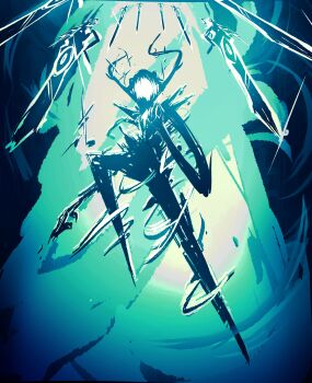 1other absurdres armor black_eyes black_knife_(deltarune) black_skin colored_skin cyclops deltarune empty_eyes fewer_digits from_below full_body highres horns looking_at_viewer no_pupils one-eyed other_focus roaring_knight shoulder_armor solo sword theweevilguy utdr_(toby_fox) weapon