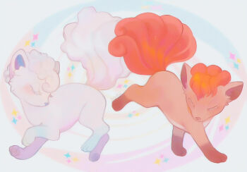 alolan_form alolan_vulpix animal_focus artist_name blush closed_eyes closed_mouth commentary doekis fox gen_1_pokemon gen_7_pokemon nintendo no_humans pokemon pokemon_(creature) pokemon_focus star_(symbol) symbol-only_commentary vulpix