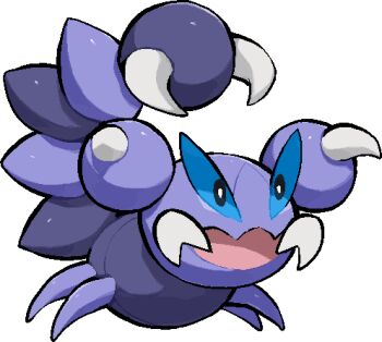 animal_focus bug claws commentary_request full_body gen_4_pokemon kawaanago lowres nintendo no_humans open_mouth pokemon pokemon_(creature) pokemon_focus skorupi solo transparent_background