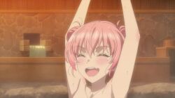 2girls animated anime_screenshot armpits arms_up blue_hair blush breasts closed_eyes collarbone glasses hair_bun highres large_breasts long_hair medium_breasts multiple_girls nude onsen pink_hair same-sex_bathing shared_bathing silica_(yuusha_party_wo_tsuhou_sareta_shiro_madoushi) smile sound stretching tagme video yui_(yuusha_party_wo_tsuhou_sareta_shiro_madoushi) yuusha_party_wo_tsuihou_sareta_shiro_madoushi_s-rank_boukensha_ni_hirowareru