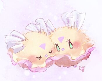 Rule 34 | closed eyes, commentary request, eyelashes, flittle, fluffy, nintendo, no humans, okame miko, pokemon, pokemon (creature), pokemon focus, simple background, u u, white background