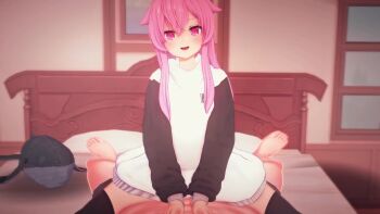 1boy 1girl 3d animated bed clothed_female_nude_male clothed_sex cowgirl_position implied_cum_in_pussy implied_sex koikatsu_(medium) mumble_(shachimu) nude pink_eyes pink_hair straddling stuffed_toy tagme video wataamage whale