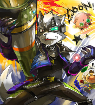 Rule 34 | brown hair, claws, furry, furry male, gen 1 pokemon, gloves, green eyes, image sample, jigglypuff, m1 bazooka, md5 mismatch, mikami, nintendo, olimar, pikmin (creature), pikmin (series), pixiv sample, pokemon, pokemon (creature), red eyes, resized, resolution mismatch, rocket launcher, smile, source larger, star fox, super smash bros., tail, weapon, white hair, wolf o'donnell