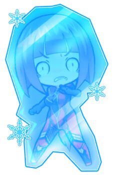 1girl :&lt; bob_cut bodysuit breasts chibi cleavage disgust ice leotard lilith-soft no_background oboro_(taimanin_asagi) official_art portal_(object) pun red_leotard surprised taimanin_(series) taimanin_asagi taimanin_gogo! transparent_background