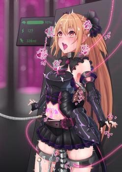 1girl aphrodisiac bdsm bondage bound clothes electricity forced_orgasm highres kemurin machine mind_control open_mouth pipelining restrained tagme tattoo tears tongue tongue_out