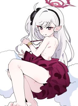 1girl absurdres blue_archive commentary dated_commentary dress halo highres long_hair mutsuki_(blue_archive) mutsuki_(dress)_(blue_archive) official_alternate_costume pearlgang_e purple_dress purple_halo simple_background solo tongue tongue_out white_background