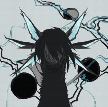 abstract_background animal_ears animated animated_gif black_fur black_hair body_fur creature creature_focus extra_ears kamikiririp looping_animation lowres no_humans original portrait solo