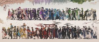 Rule 34 | 6+boys, absurdres, aizen kunitoshi, akashi kuniyuki, armor, atsushi toushirou, basket, black hair, blonde hair, blue eyes, blue hair, boots, bow, brown hair, buzen gou, carrying, character request, closed eyes, cup, daihannya nagamitsu (touken ranbu), doudanuki masakuni, ear piercing, earrings, egasumi, everyone, eyepatch, falling leaves, fingerless gloves, flower, food, fruit, glasses, gloves, gokotai's tigers, green eyes, green hair, grey hair, hachisuka kotetsu, hair bow, hair ornament, hakata toushirou, hanjin (touken ranbu), hat, heshikiri hasebe, higekiri (touken ranbu), highres, hirano toushirou, hizamaru (touken ranbu), holding, holding basket, holding cup, holding food, holding fruit, horikawa kunihiro, horns, hotarumaru, ima-no-tsurugi, ishikirimaru, iwatooshi, izumi-no-kami kanesada, japanese armor, japanese clothes, jewelry, jirou tachi, kasen kanesada, kashuu kiyomitsu, kogitsunemaru, kotegiri gou, kousetsu samonji, kuwana gou (touken ranbu), leaf, maeda toushirou, matsui gou, mikazuki munechika, mole, mole under eye, mole under mouth, multiple boys, mutsu-no-kami yoshiyuki, nagasone kotetsu, nankaitarou chouson, nansen ichimonji, necktie, nihongou (touken ranbu), onimaru kunitsuna (touken ranbu), oochidori juumonji yari, ookurikara, orange hair, otegine, partially fingerless gloves, piercing, piggyback, pink hair, ponytail, purple hair, red eyes, red flower, red hair, sanchoumou, sandals, sayo samonji, scar, scar on face, sengo muramasa (touken ranbu), shishiou (touken ranbu), shizukagata naginata, smile, souza samonji, speech bubble, spider lily, sunglasses, tarou tachi, tiger, tokin hat, tomoegata naginata, tonbokiri (touken ranbu), torii, torinodesu4, touken ranbu, uguisumaru, urashima kotetsu, white boots, white hair, white tiger, wisteria, yagen toushirou, yamabushi kunihiro, yamanbagiri chougi, yamanbagiri kunihiro, yamato-no-kami yasusada
