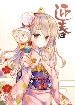 Rule 34 | 10s, 1girl, animal, animal on head, animal on shoulder, baby animal, bandages, bird, bird on head, bird on shoulder, blush, boko (girls und panzer), bow, brown eyes, brown hair, chick, chinese zodiac, closed mouth, cowboy shot, egasumi, flat chest, floral background, floral print, flower, furisode, girls und panzer, hagoita, hair between eyes, hair flower, hair ornament, hairband, hanetsuki, highres, holding, index finger raised, japanese clothes, kimono, koi dance, light brown hair, long hair, long sleeves, looking at viewer, macedonian flag, mount fuji, new year, obi, on head, outstretched arm, paddle, pink kimono, rei (rei's room), sash, sayagata, shimada arisu, smile, striped bow, sunburst, swept bangs, tassel, translated, year of the rooster