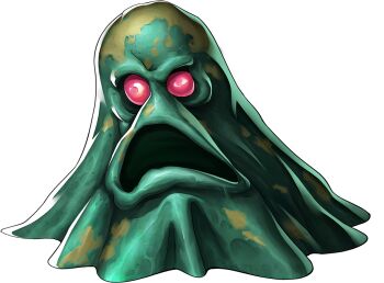 artist_request blank_eyes colored_skin demon_(megami_tensei) frown green_skin official_art open_mouth persona persona_5 persona_5:_the_phantom_x red_eyes shin_megami_tensei slime_(creature) slime_(megami_tensei) solo third-party_source transparent_background