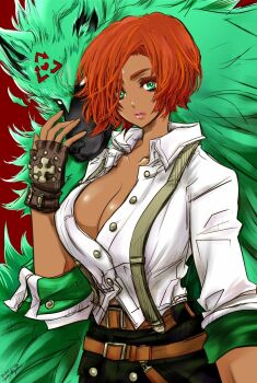 1girl arc_system_works breasts cleavage giovanna_(guilty_gear) green_eyes guilty_gear guilty_gear_strive highres large_breasts red_hair solo
