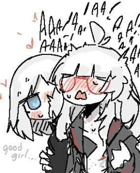 2girls ashenov bite_mark blush glasses heart heart-shaped_pupils multiple_girls original symbol-shaped_pupils yuri