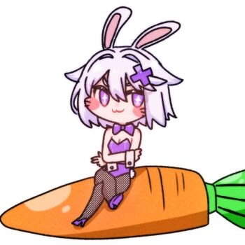 Rule 34 | + +, 1girl, :3, animal ears, blush, blush stickers, bow, bowtie, carrot, chibi, chibi only, closed mouth, commentary, crossed arms, crossed legs, english commentary, filian (vtuber), fishnet pantyhose, fishnets, full body, hair intakes, hair ornament, indie virtual youtuber, khs4love, leotard, outline, pantyhose, playboy bunny, purple bow, purple bowtie, purple eyes, purple leotard, rabbit ears, sitting, smile, solo, strapless, strapless leotard, transparent background, virtual youtuber, whiskers, white hair, white outline, wrist cuffs, x hair ornament