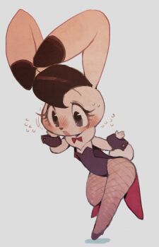 Rule 34 | 1girl, black eyes, black hair, bokko, female focus, playboy bunny, rabbit, rikose, solo, wonder 3