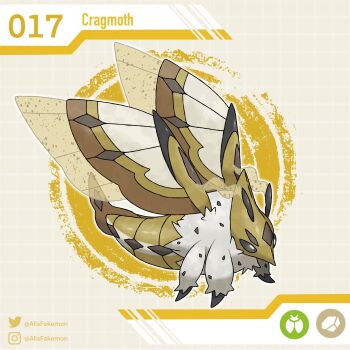 alisfakemon antennae artist_name bug character_name fakemon full_body highres insect insect_wings instagram_logo instagram_username moth moth_wings nintendo no_humans original pokemon pokemon_(creature) solo twitter_logo twitter_username wings