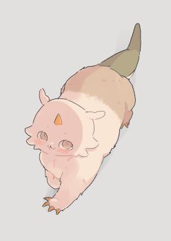 anoko_(chiikawa) chiikawa commentary_request creature from_above full_body grey_background highres horns looking_at_viewer nagasode_(nagasode0123) no_humans simple_background single_horn walking